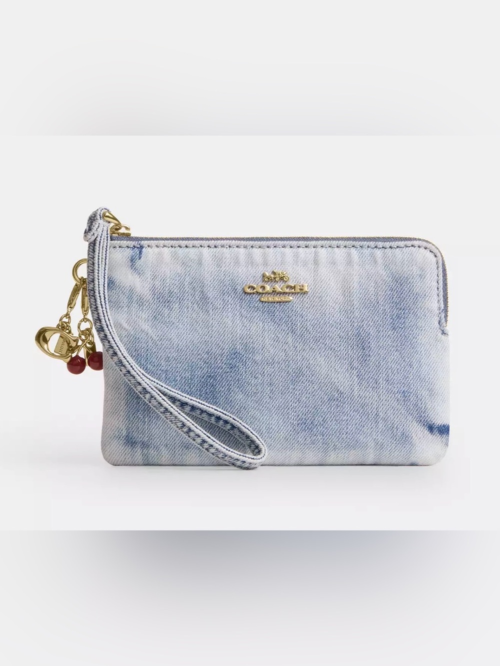 COACH LRG ROWAN DENIM SATCHEL + MATCHING WRISTLET BOTH NWT WITH CHARMS - Picture 2 of 15